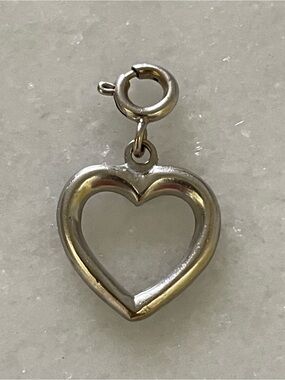14k WG Open Heart Cutout Charm with Spring Clasp